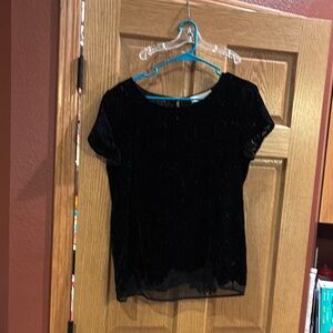 LOFT Black Blouse with Short Sleeves